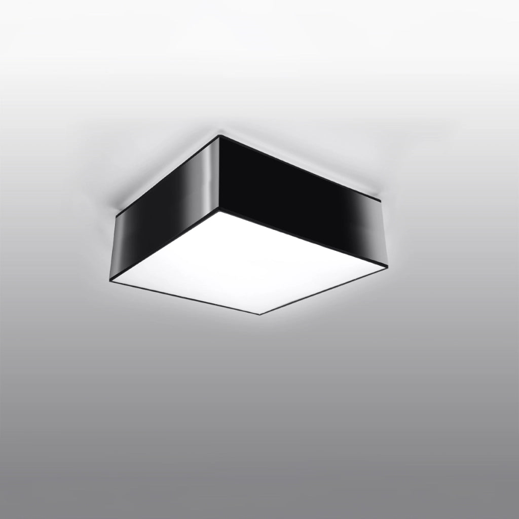 Lampada da soffitto HORUS in PVC nero quadrato moderno minimalista 25x25x11 cm