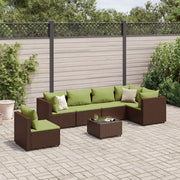 Set Divani da Giardino 7 pz con Cuscini in Polyrattan Marrone