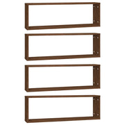 Mensole Muro | Mensola a parete Cubo 4 Rovere Marrone 80x15x26,5 Legno Multistrato