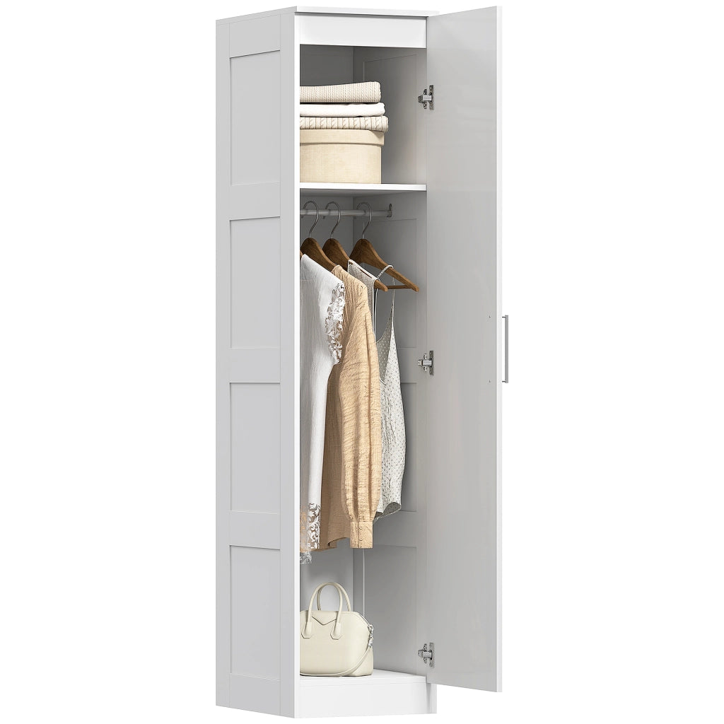 Armadio con porta scorrevole, ante, appendiabiti, ripiani ¨C Zephmum ¨C 40x52x180 cm, bianco