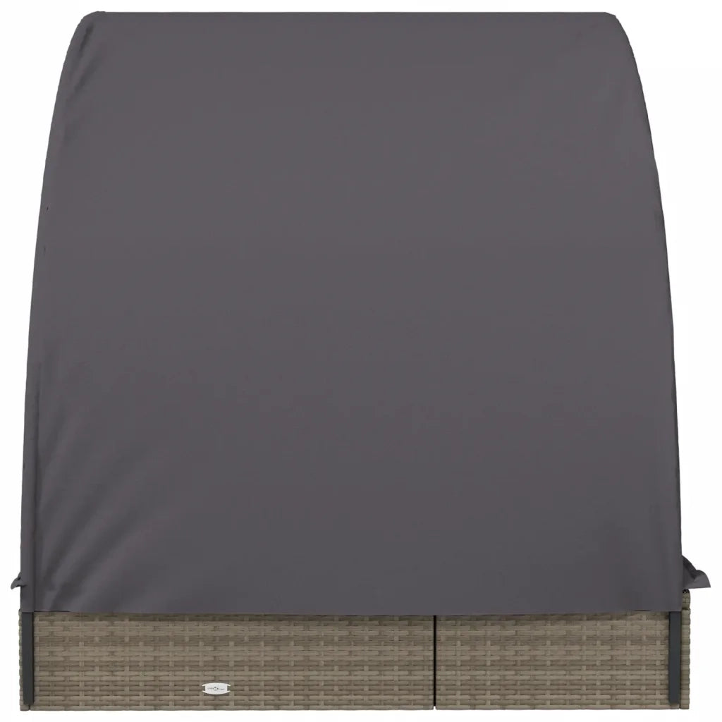 Lettino Doppio Tetto Rotondo Grigio 211x112x140 cm Polyrattan 319655