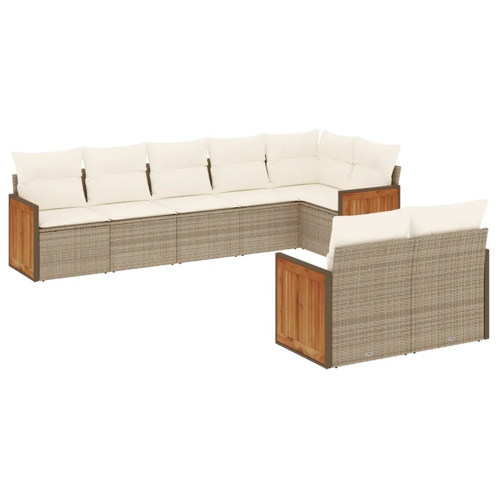 Set Divano da Giardino 8 pz con Cuscini Beige in Polyrattan 3260231