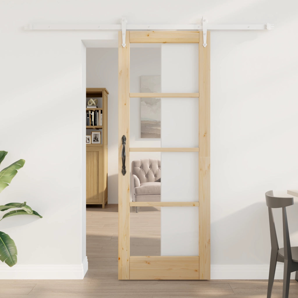 Set porta scorrevole  con kit hardware 73.5x198.5 cm in legno massello di pino