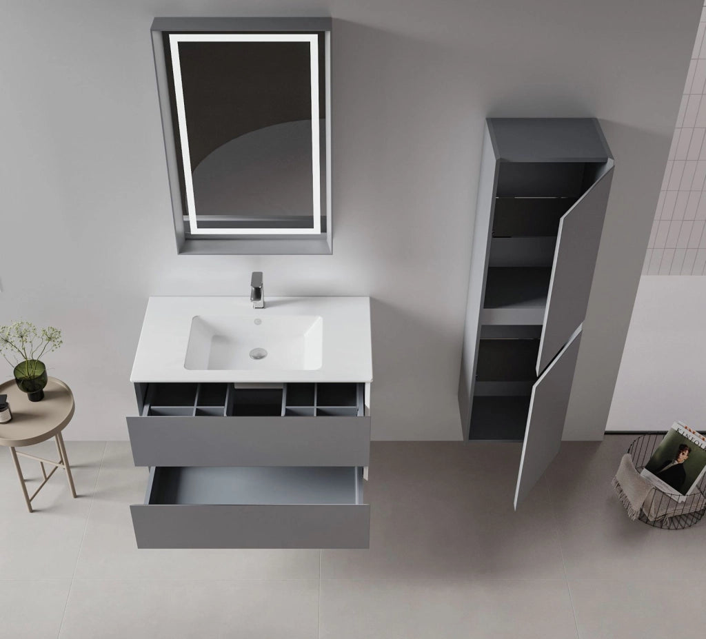 Mobile lavabo "Nest 91 v2" - 91 x 51 x 55 cm - Grigio opaco