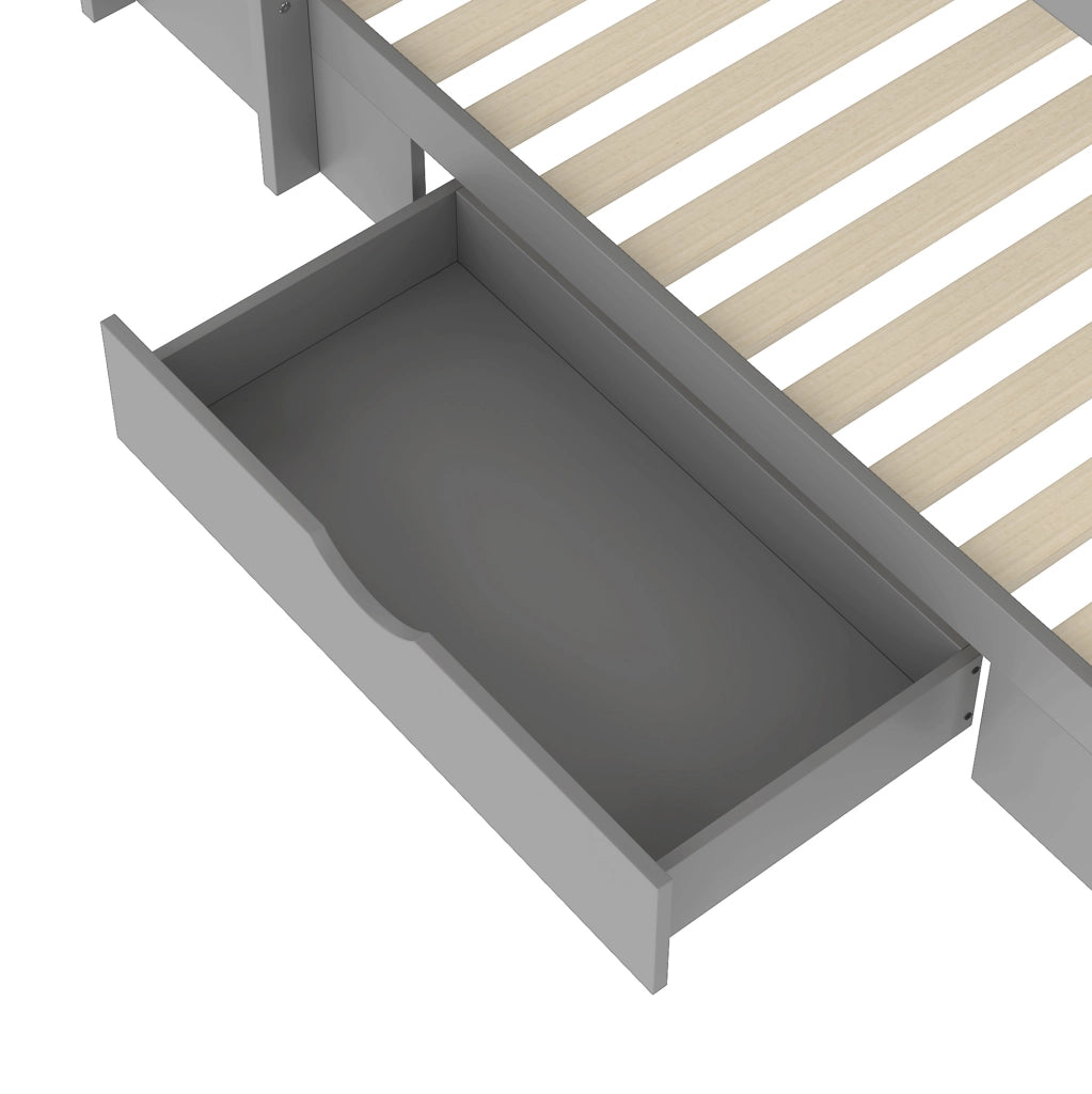 Letto a castello 90x200 cm con cassetto e vani contenitore, grigio