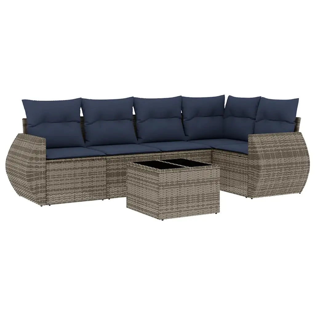 Set Divani da Giardino 6 pz con Cuscini Grigio in Polyrattan 3221340
