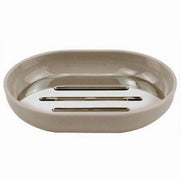 Trade Shop - Piattino Porta Sapone Saponetta Tortora Silver Accessori Bagno 12.5x9.5 Cm 69468 -