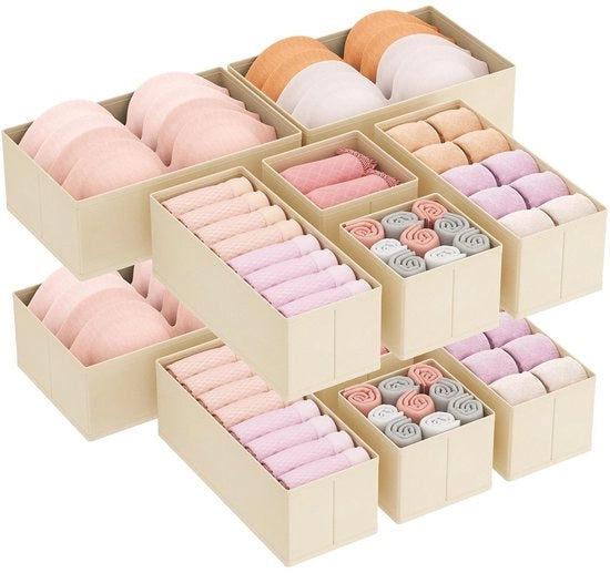 Set di organizzatori di cassetti 12 pezzi, cassettiera, tavolo di appendiabiti, sistema di organizzazione di cassetti per armadio, camera da letto per abbigliamento, bambino, calze, intimo, pantaloncini.