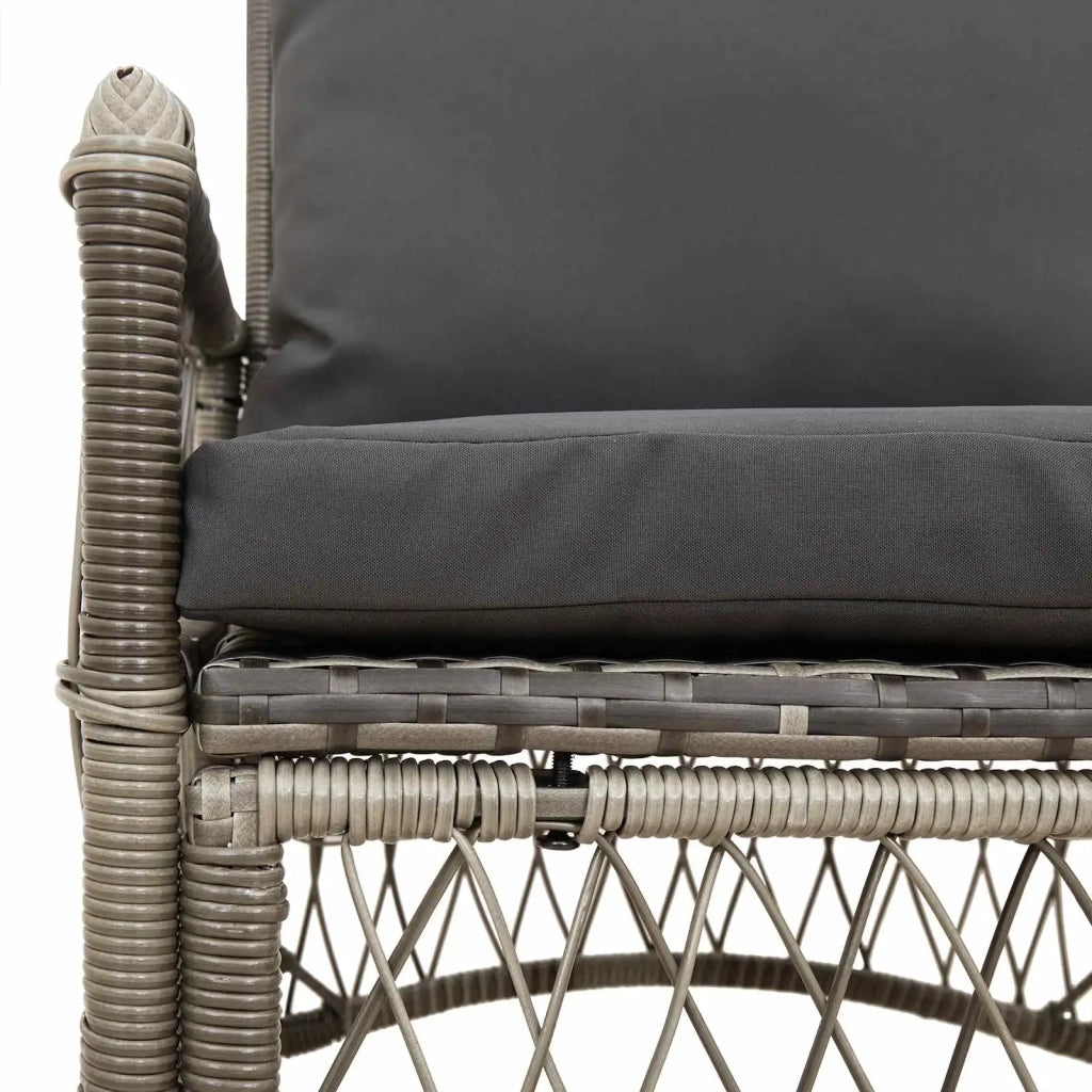Sedia da Giardino | Sedie da Esterno con cuscino Grigio 73 x 61 x 77 cm polyrattan