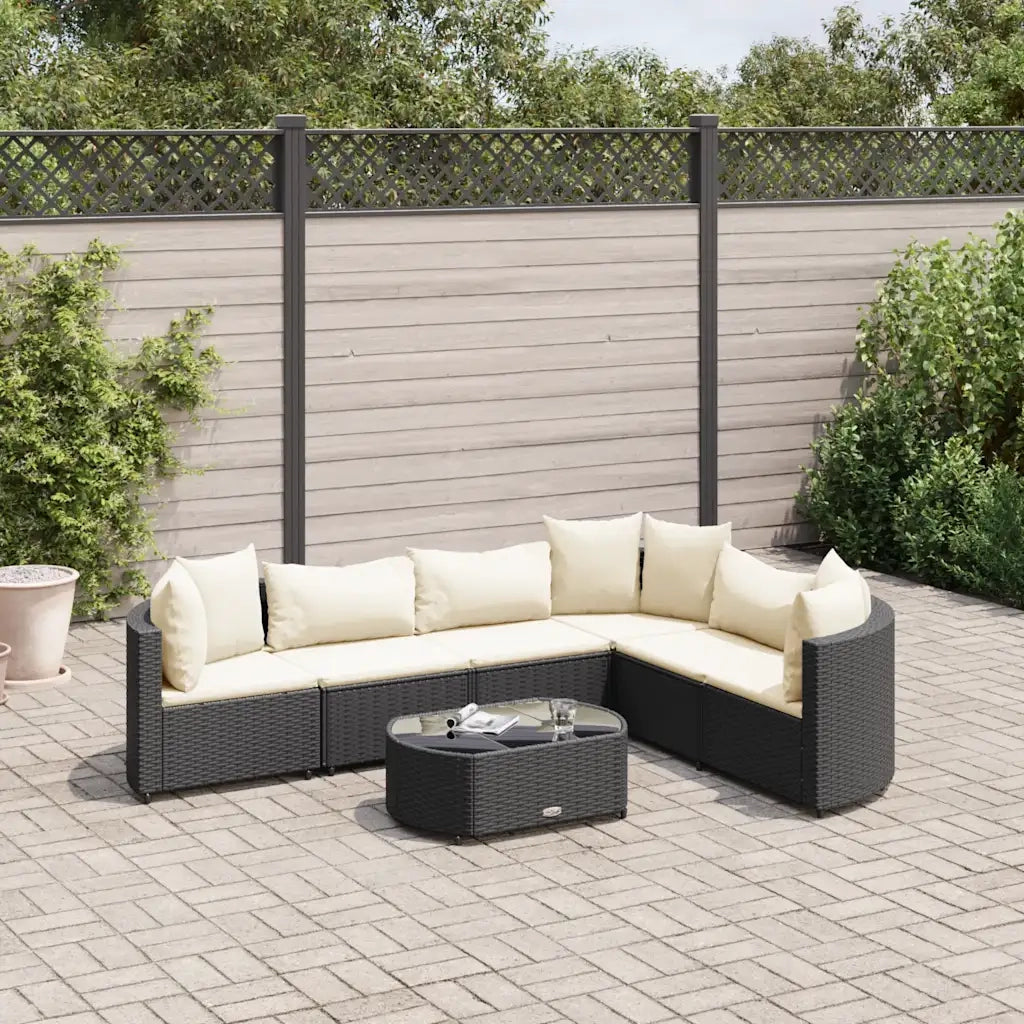 Set Divani da Giardino con Cuscini 7pz Nero Polyrattan 3308376