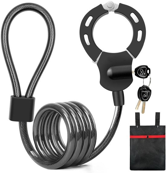E-scooter slot 15 mm spesso - catena di sicurezza per bicicletta - protezione contro la furto 120 cm - slot di sicurezza robusto - 3 chiavi - tasca portacatena pratica - modello Fietsslot