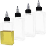 Pacco da 4 di bottiglie di dispensazione per olio per camping, 100 ml, flaconi di erba con chiusura a vite, bottiglie da dosaggio per esterno per olio, soia, salse, aceto, 4 pezzi