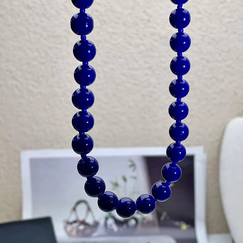 Collana di perle blu scuro fatta a mano: regalo per donna