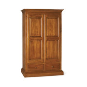 Armadio cappello dritto appendiabiti con bastone 2 ante 2 cassetti arte povera in legno colore noce 125x60x200 H