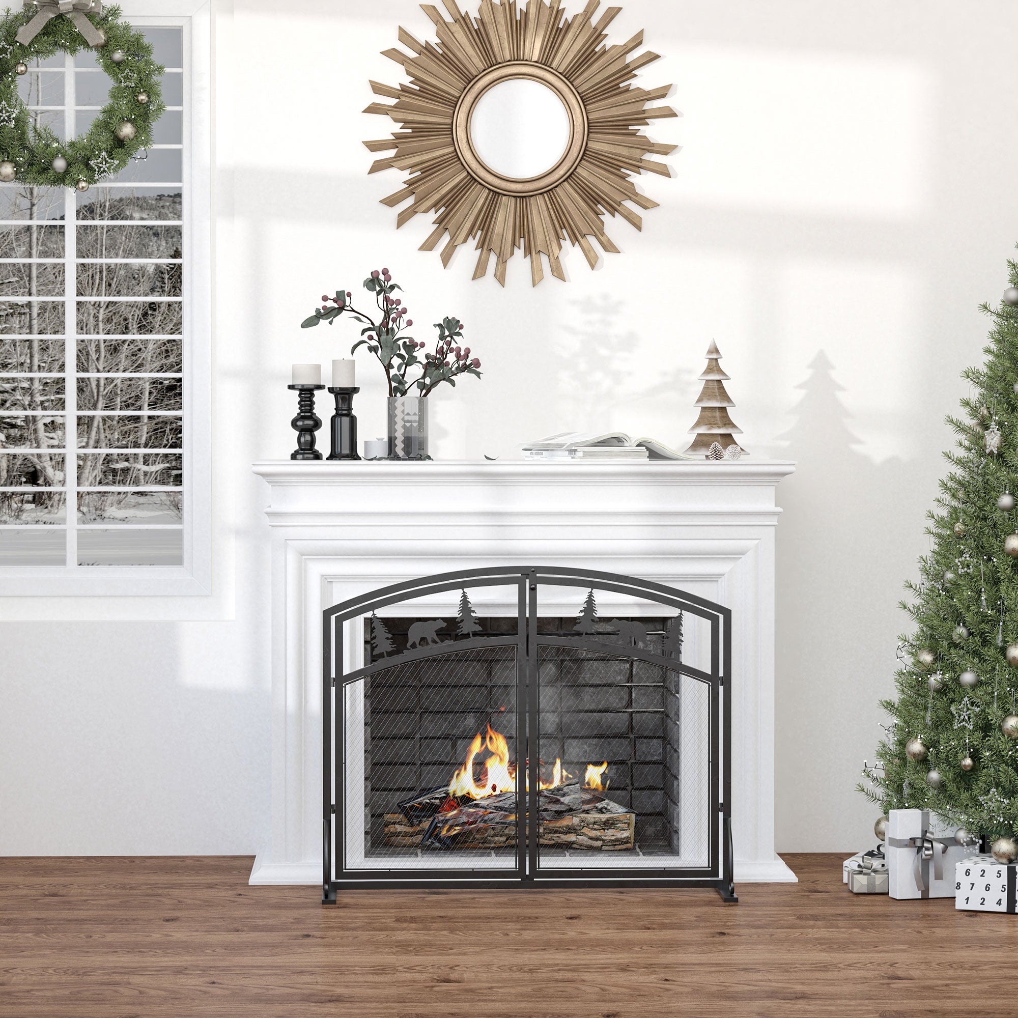 Parascintille con Antine 99x35x80 cm in Metallo Nero