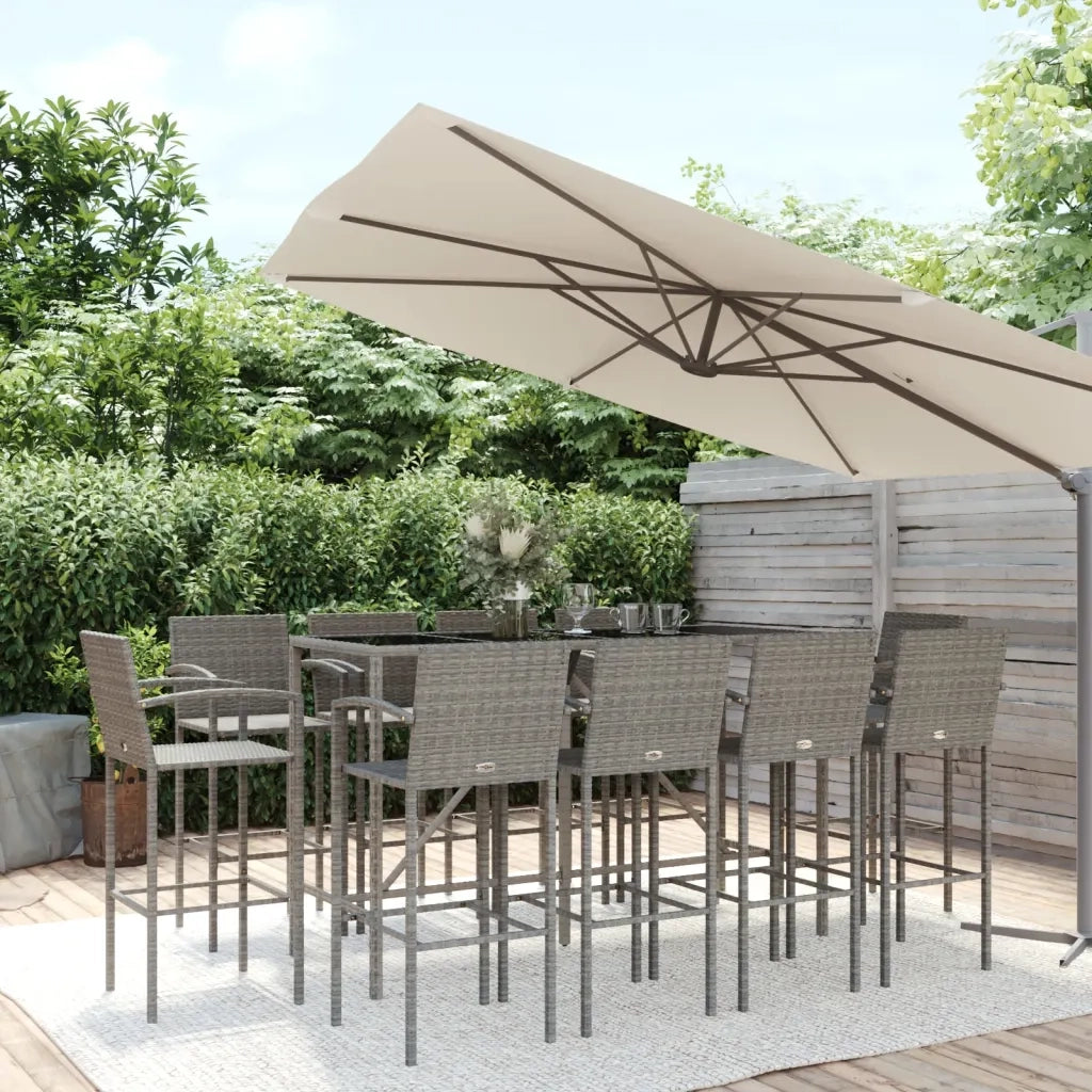 Set da Bar da Giardino 11 pz Grigio in Polyrattan 3187664