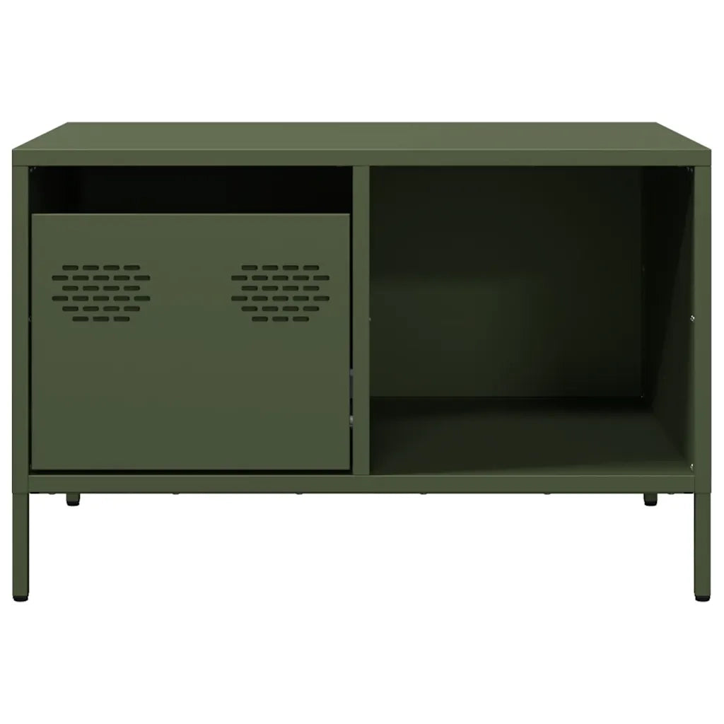 Tavolino-Tavolino da soggiorno-Tavolo Verde Oliva 68,5x50x43,5 cm Acciaio Laminato a Freddo