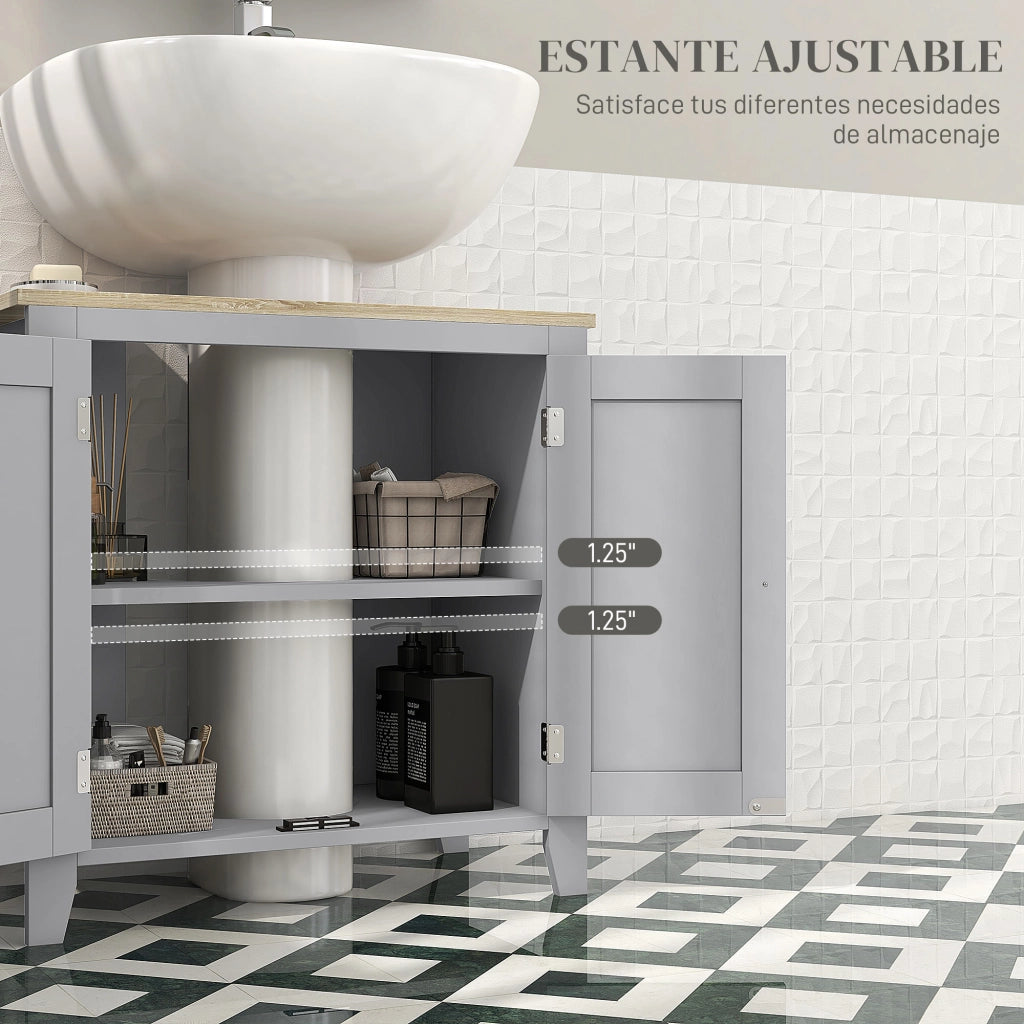 Mobile Sottolavabo con 2 Ante e Ripiano Regolabile ¨C Minimal ¨C 60x30x60 cm Grigio