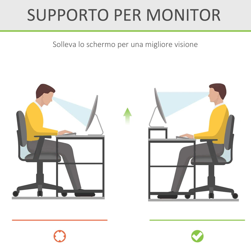 Supporto Monitor con Ripiano e Cubo Portaoggetti ¨C zephmum ¨C Bamb¨´ 49x25.5x11.5 cm