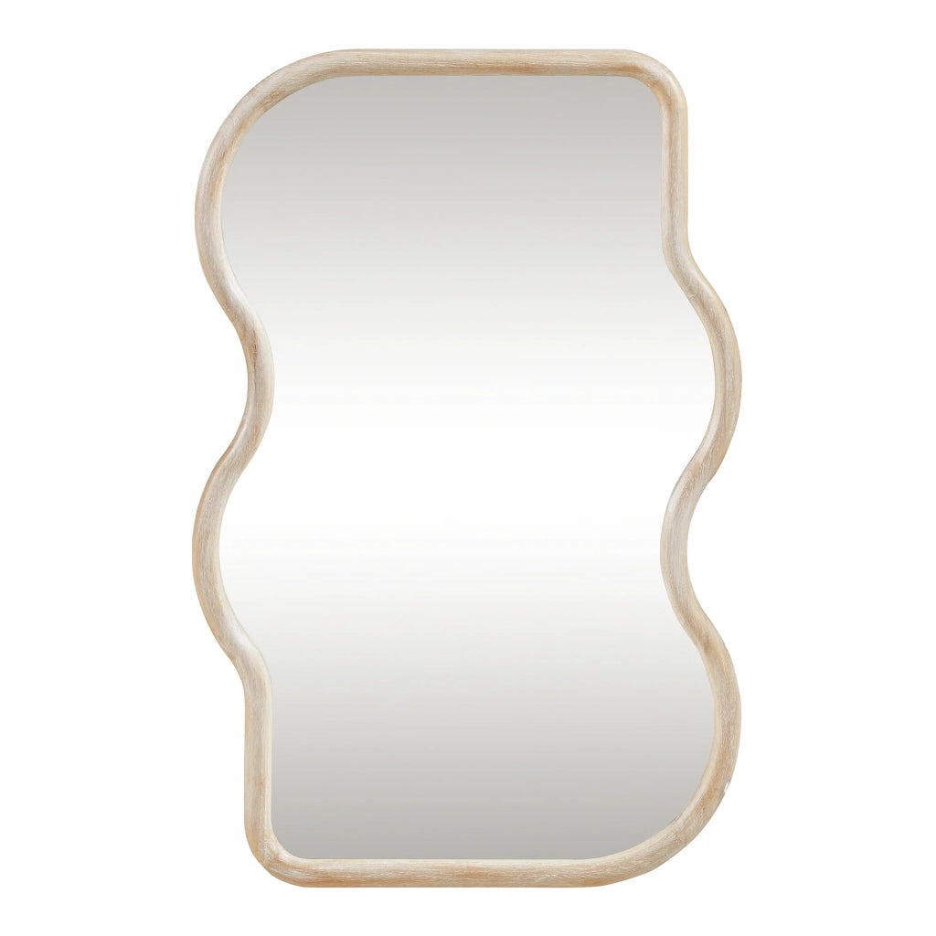 Specchio decorativo moderno da parete 90 x 60 cm effetto rovere beige 03_0010174