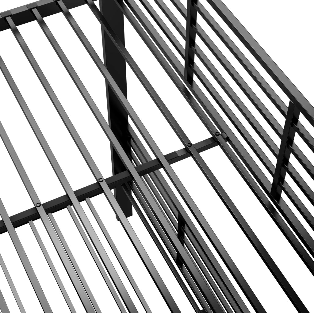 Letto a castello 205x145x170 cm con letto estraibile in metallo nero