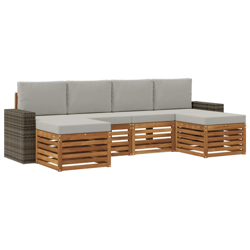 Set divani con cuscino 6 pcs Naturale e Grigio Chiaro 3384697