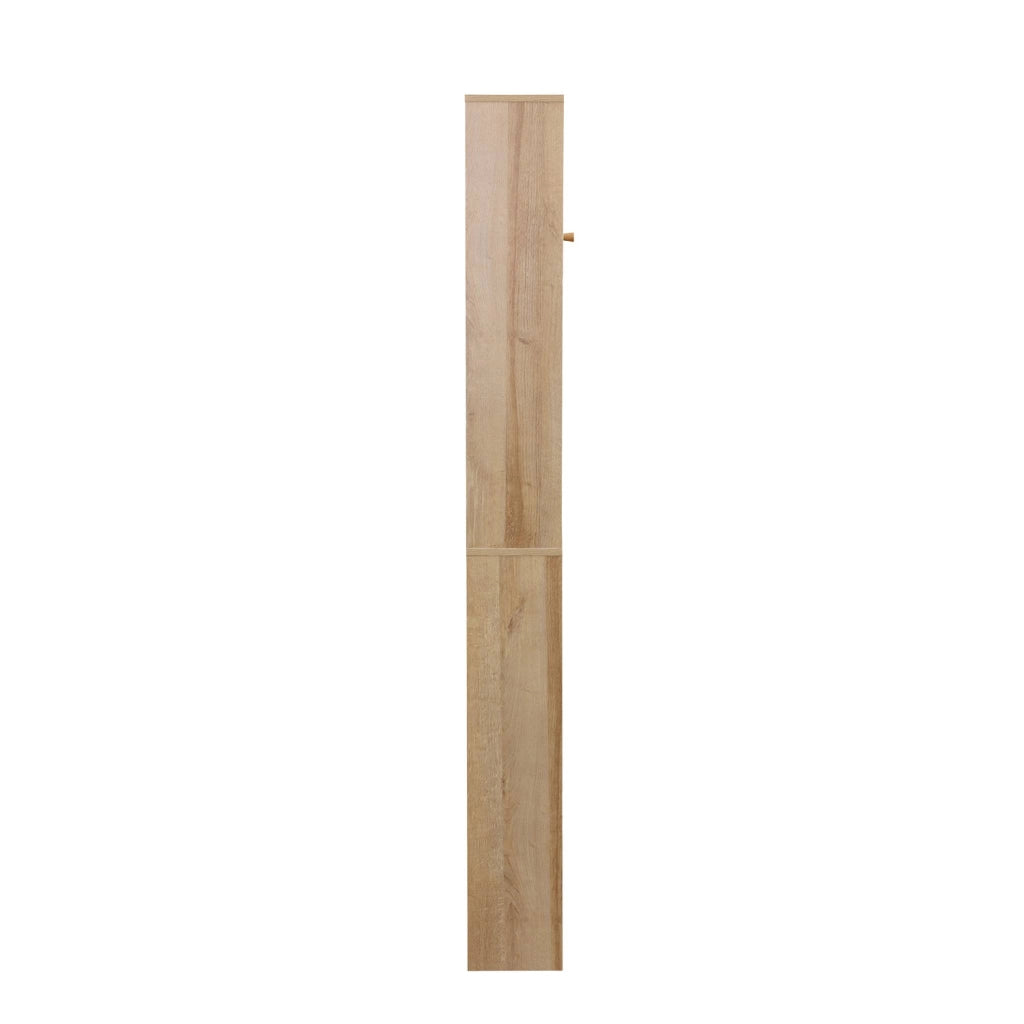 Mensola mobile wc decorato in legno e canna, marrone naturale