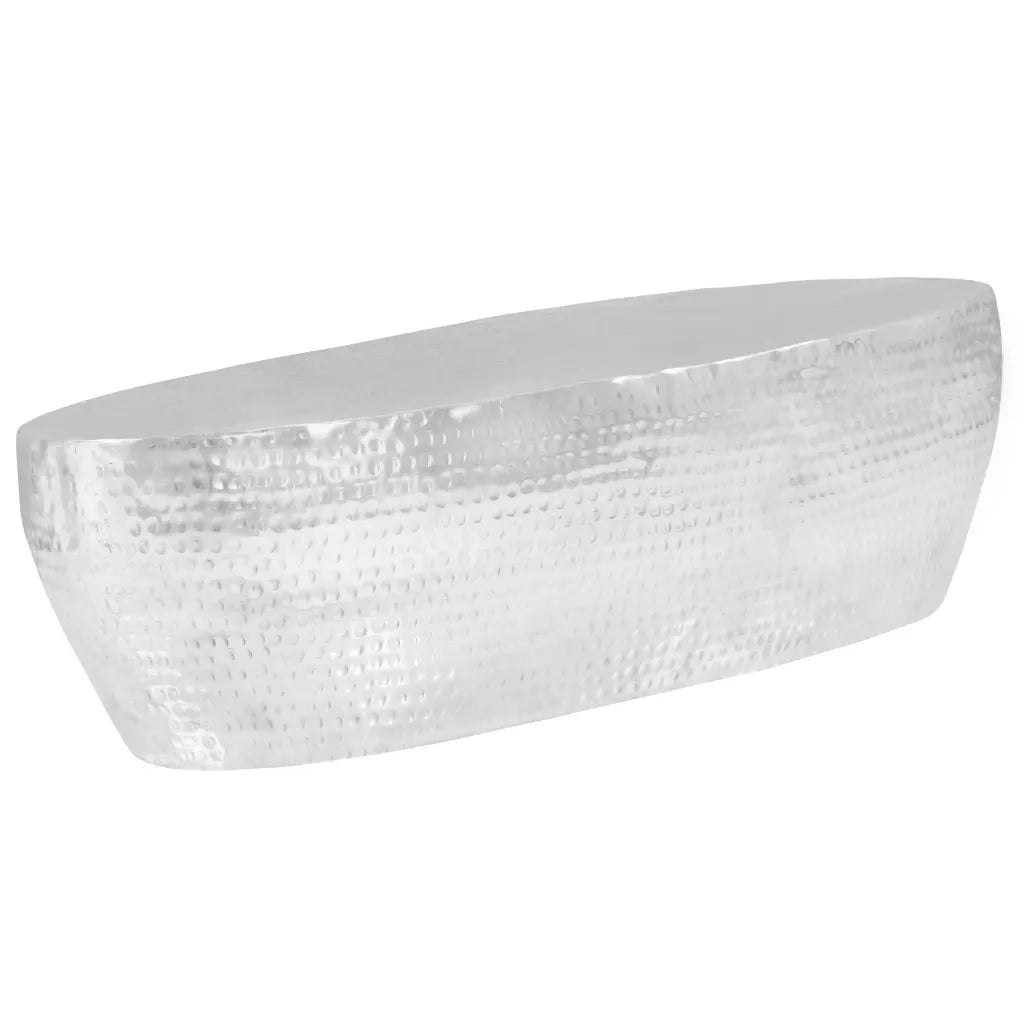 Tavolino da Salotto 100x50x28cm Argento in Alluminio Martellato 246506