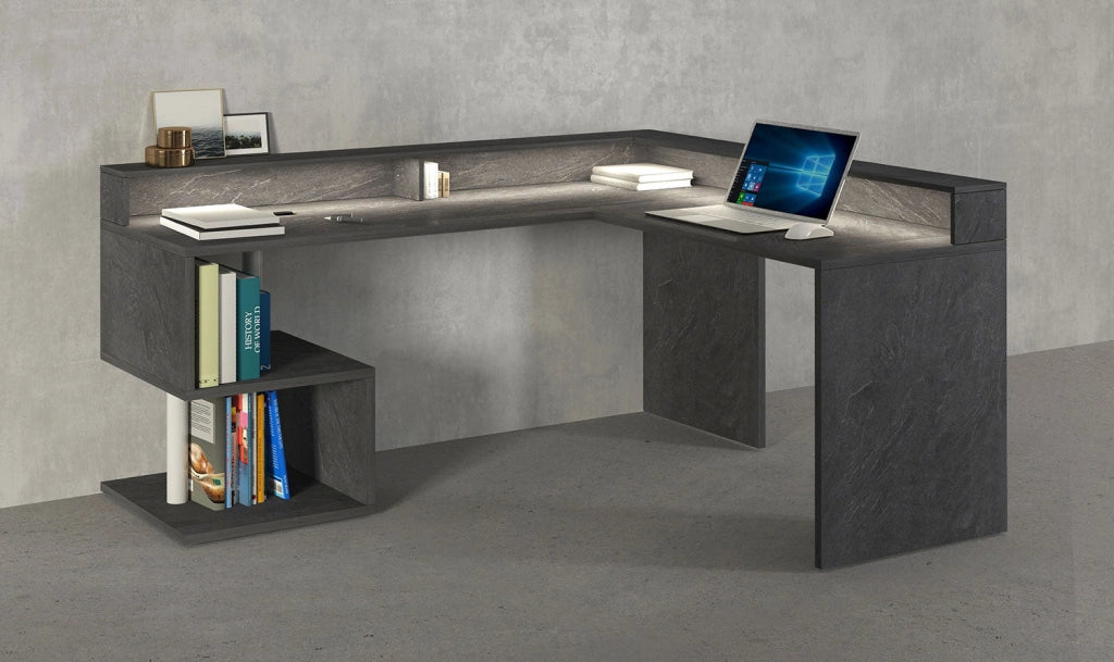 Scrivania Angolare a Giorno 181x160x60x92,5h cm Esse Report Grigio
