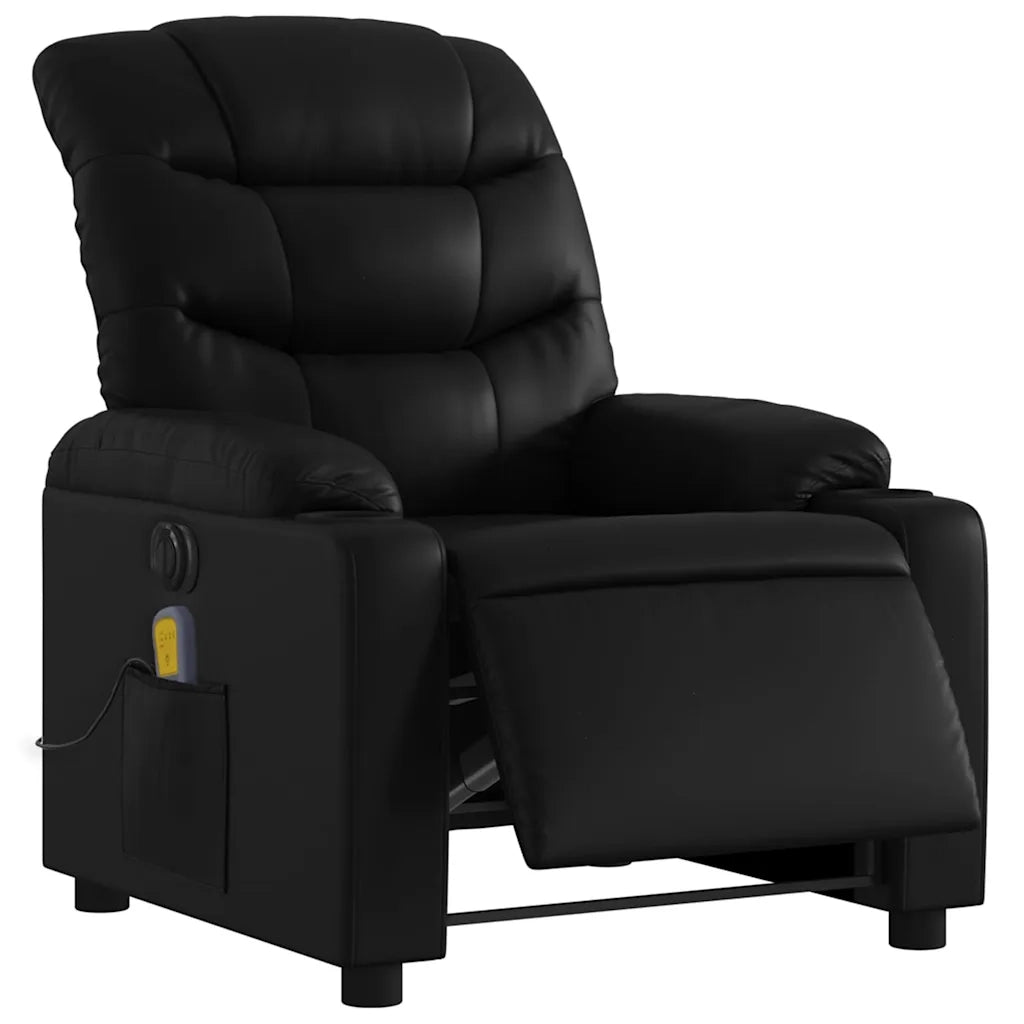 Poltrona Massaggiante | Sedia Relax Reclinabile Elettrica Nera in Similpelle
