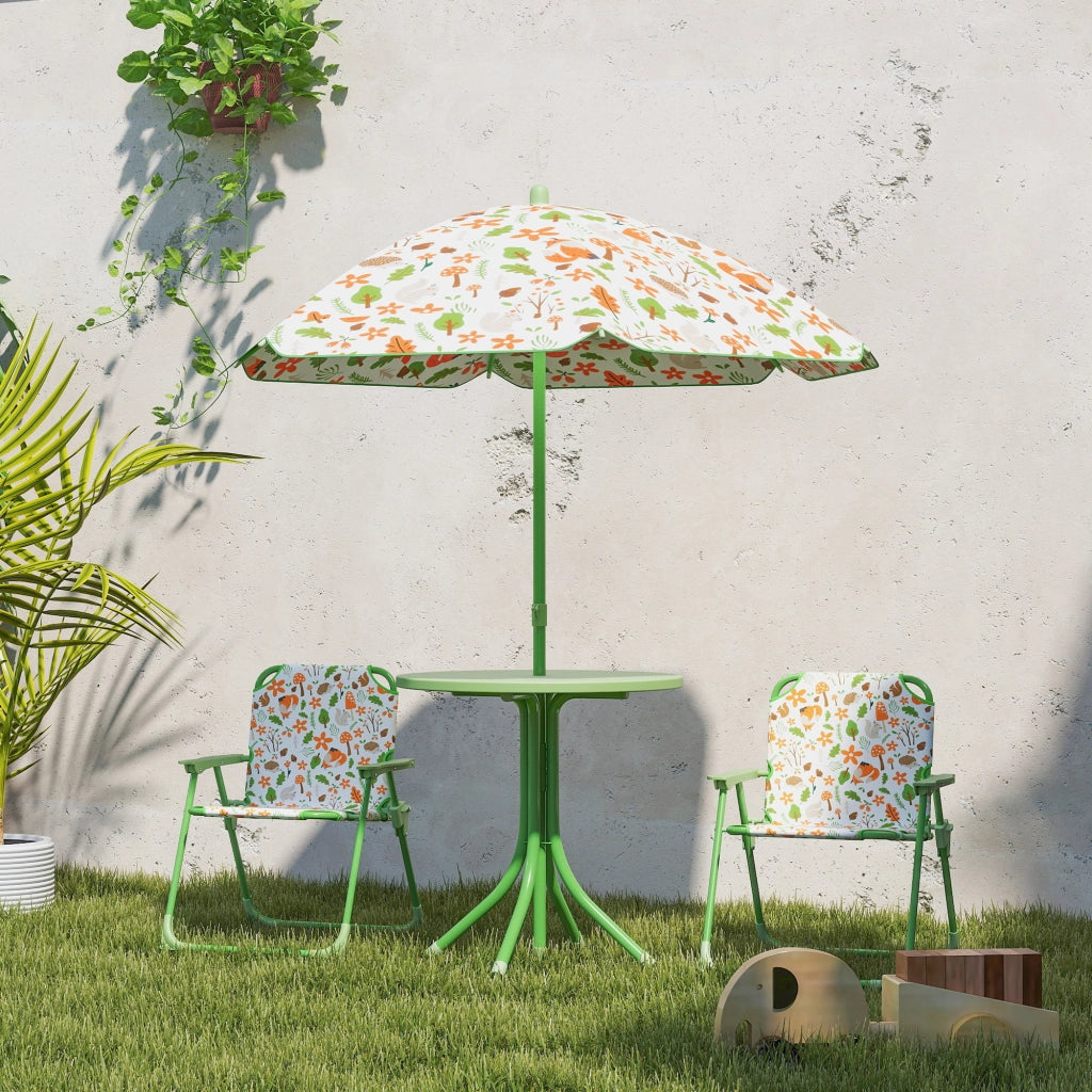 Set Giardino Bambini con 2 Sedie Pieghevoli e Tavolino Rotondo ¨C zephmum ¨C Verde