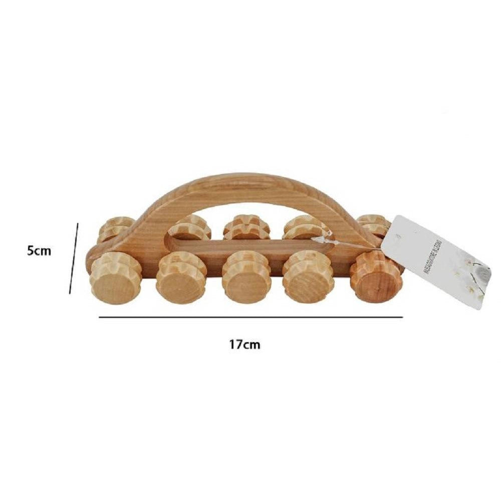 Trade Shop - Rullo Massaggiatore In Legno Per Massaggi Anticellulite Cervicale Schiena 69596 -