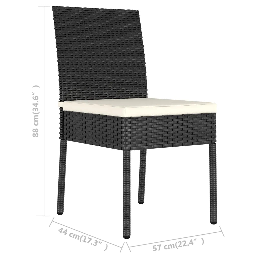 Sedie da Pranzo per Giardino 2 pz | Sedie da Esterno in Polyrattan Nero