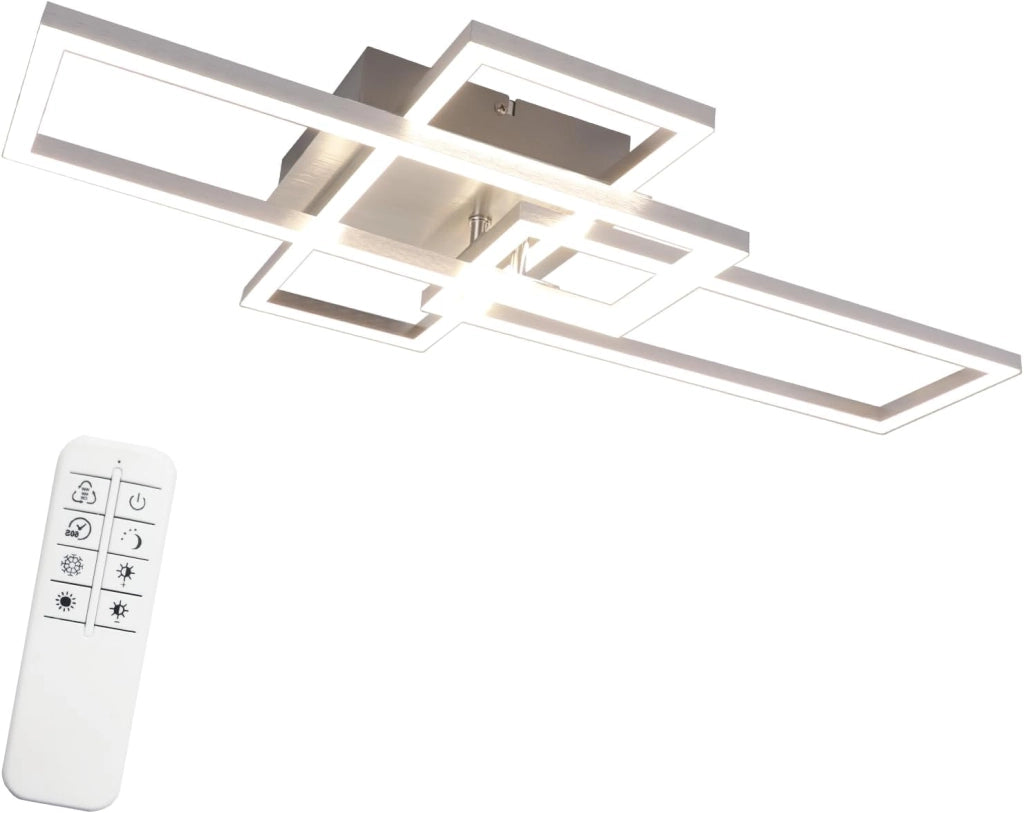 ZMH Lampada da soffitto LED argento rettangolare 72cm 48W dimmerabile per soggiorno