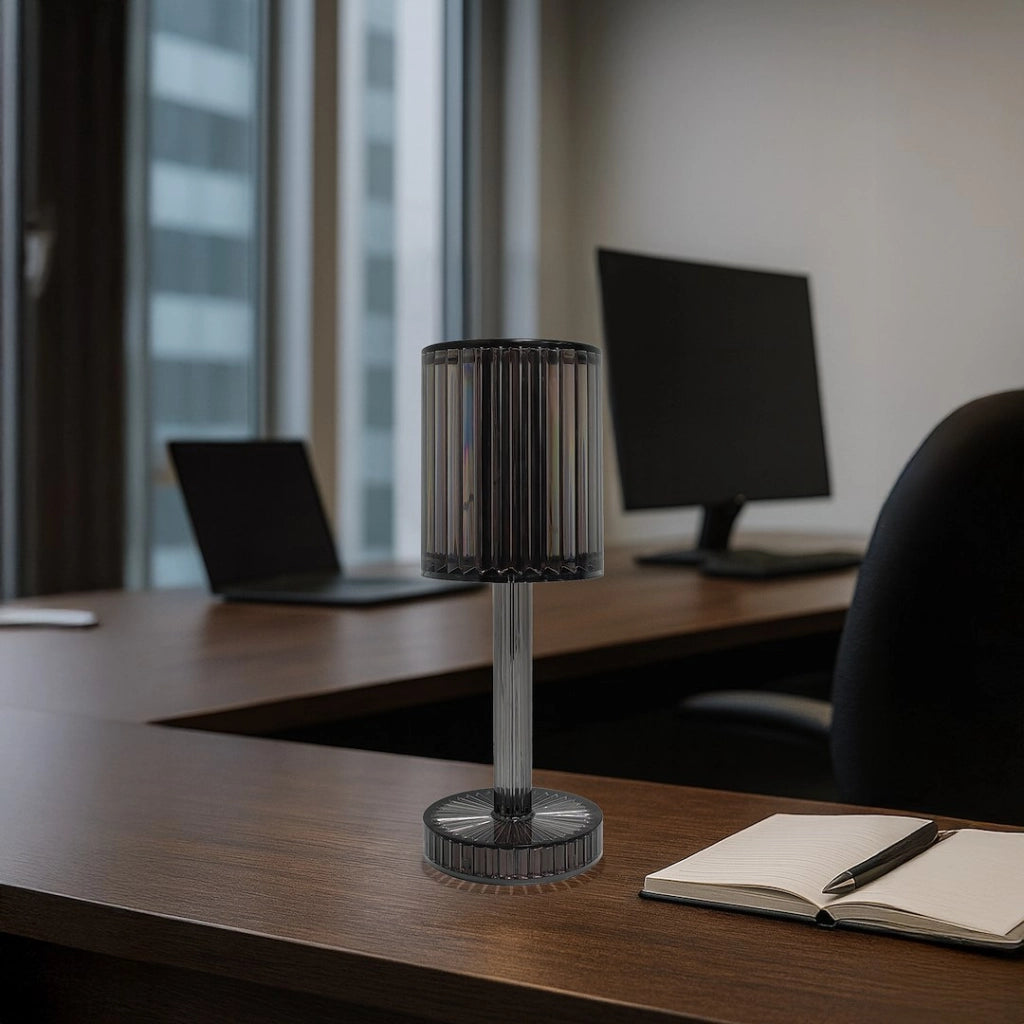 Lampada da tavolo fumé rigata LED 1W luce variabile Milagro