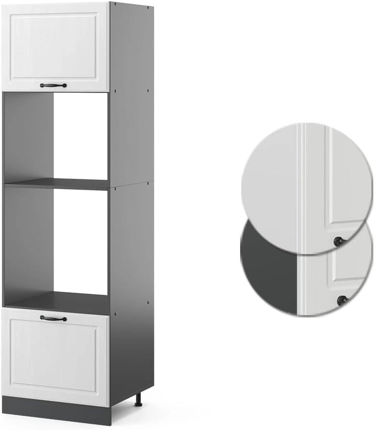Mobile cucina microonde R-Line, Bianco casa di campagna, 60 cm, per la libera combinazione all'interno di sistemi cucina modulari