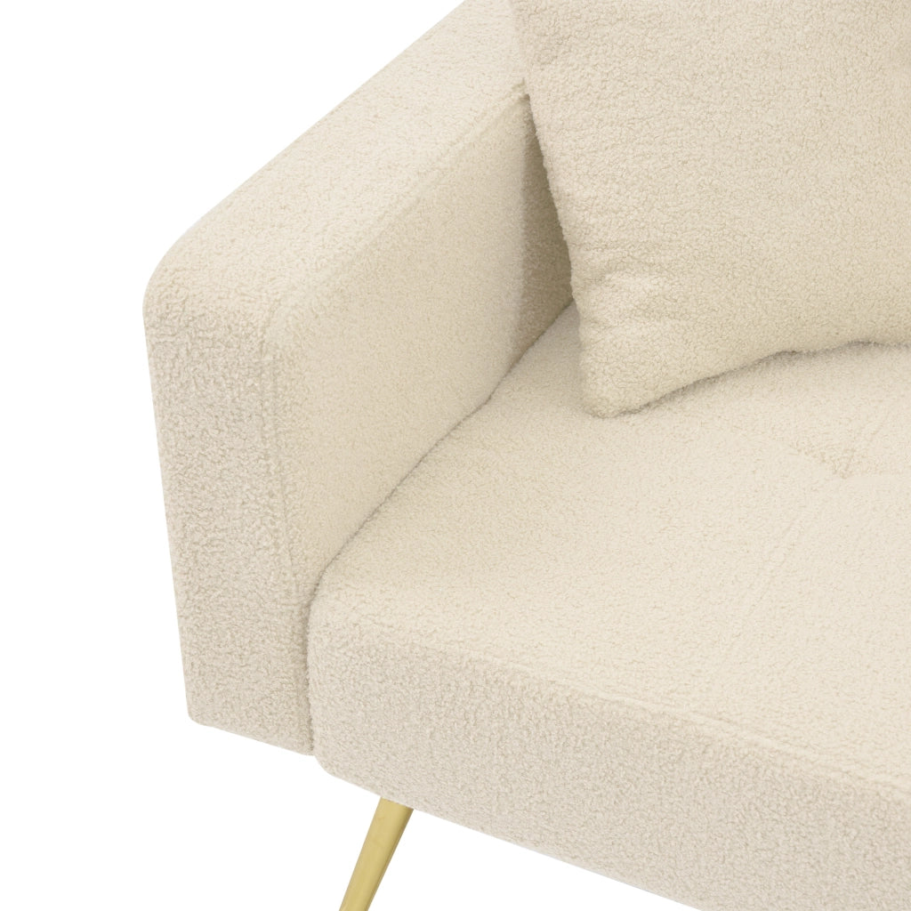 Divano Letto con Contenitore Laterale e Cuscini ¨C MINIMAL ¨C Gambe Dorate, Angolo Regolabile