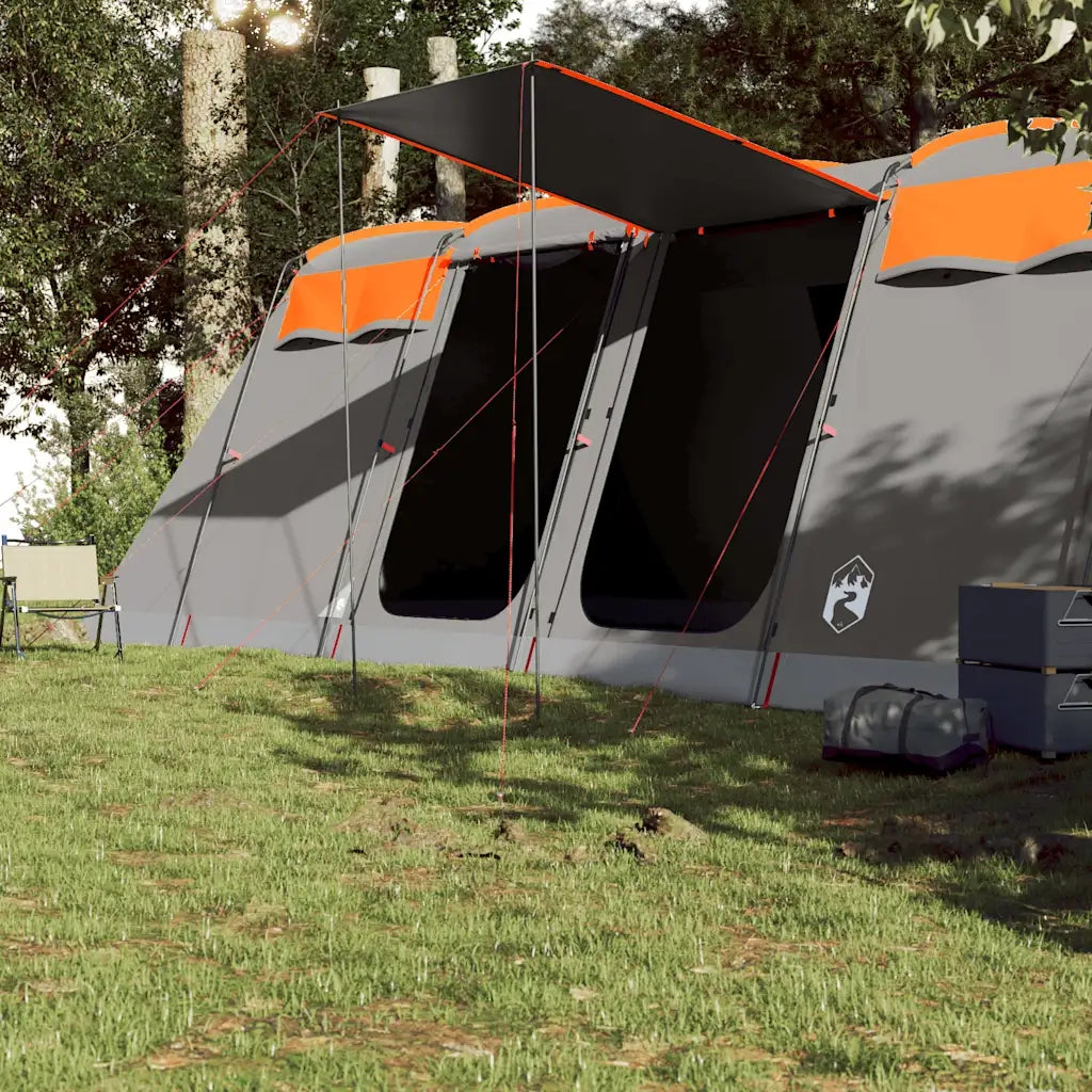 Tenda Familiare Tunnel 10 Persone Grigia Arancione Impermeabile 94621