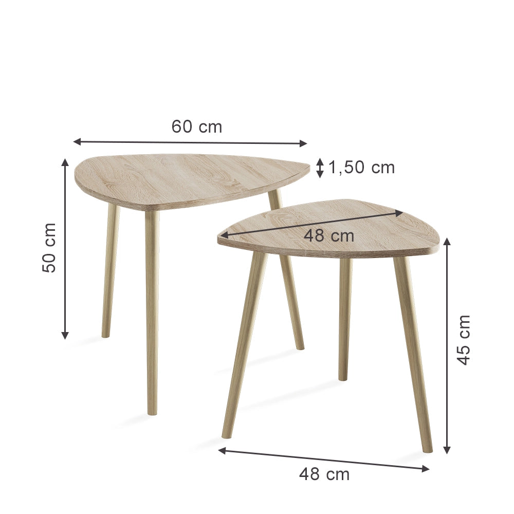 Vicco Tavolino da caffè Sonoma 60 x 50 cm Set di 2