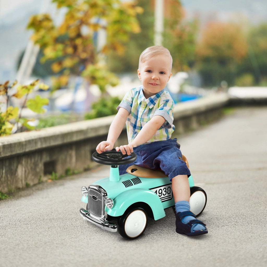 Coche Correpasillos per Bambini con Volante e Cassetto ¨C zephmum ¨C Verde Mint 58x27x35 cm