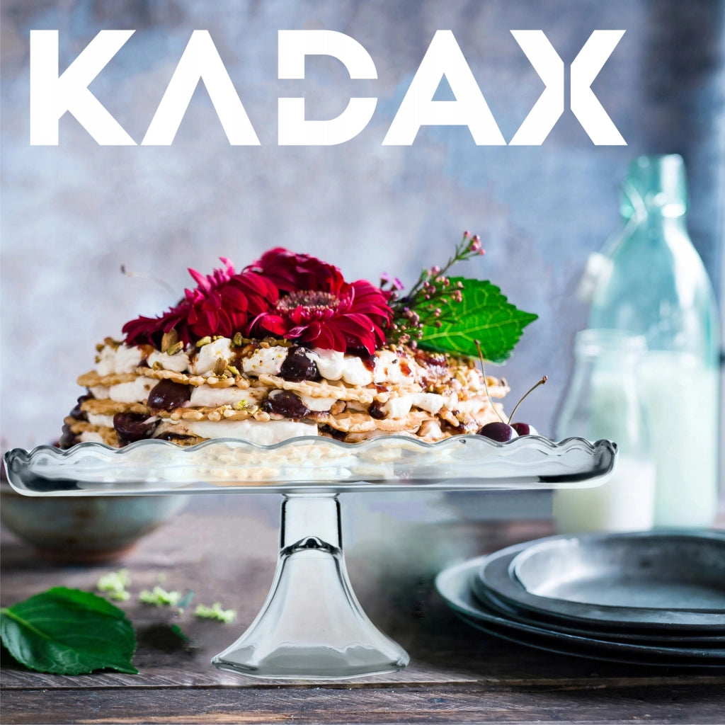 Alzatina per torta KADAX, piatto da frutta in vetro con gambe, 32 cm