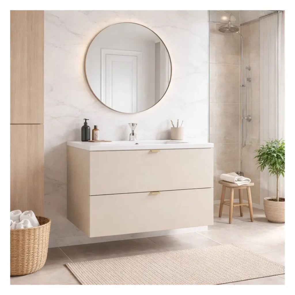 Set da bagno BELLA: mobile sotto lavabo 80cm + lavabo incassato rettangolare