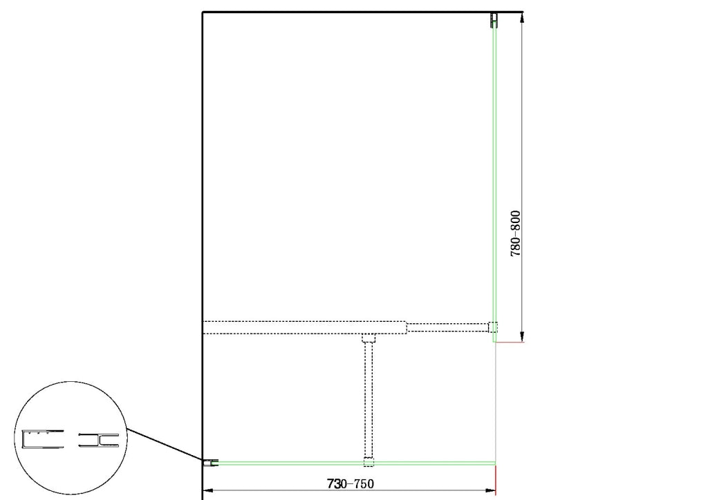 Doppia Parete Doccia Walk-in Con Braccio Di Sostegno Superiore a T Vetro 8 mm Reversibile 73-75 x 78-80 H 200 cm
