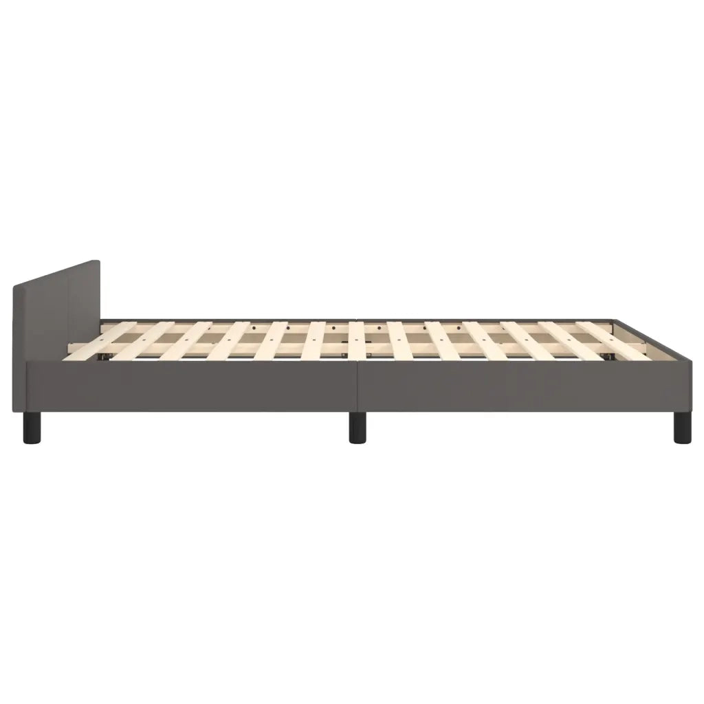 Giroletto con Testiera-Struttura Letto con testiera Grigio 140x200 cm in Similpelle 485641
