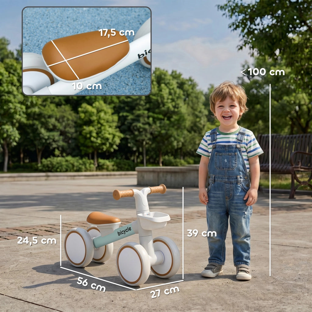 Bicicletta senza pedali per bambini ¨C zephmum ¨C verde/bianco, sedile regolabile, 1-3 anni