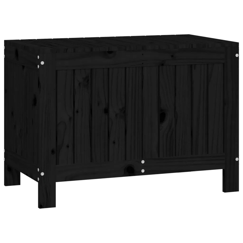 Contenitore da Giardino Nero 76x42,5x54 cm Legno Massello Pino 823826