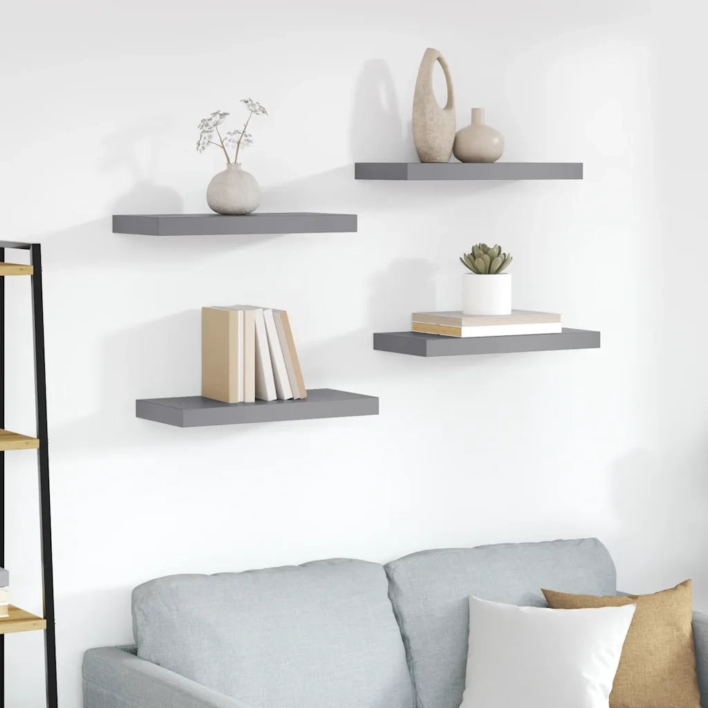 Scaffali a Parete 4 pz Grigi 50x23x3,8 cm in MDF cod mxl 32841
