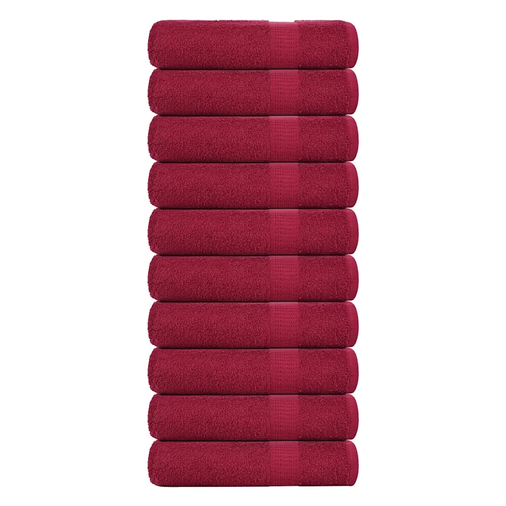 Asciugamani da Bagno 10 pz Bordeaux 100x150 cm 100% Cotone
