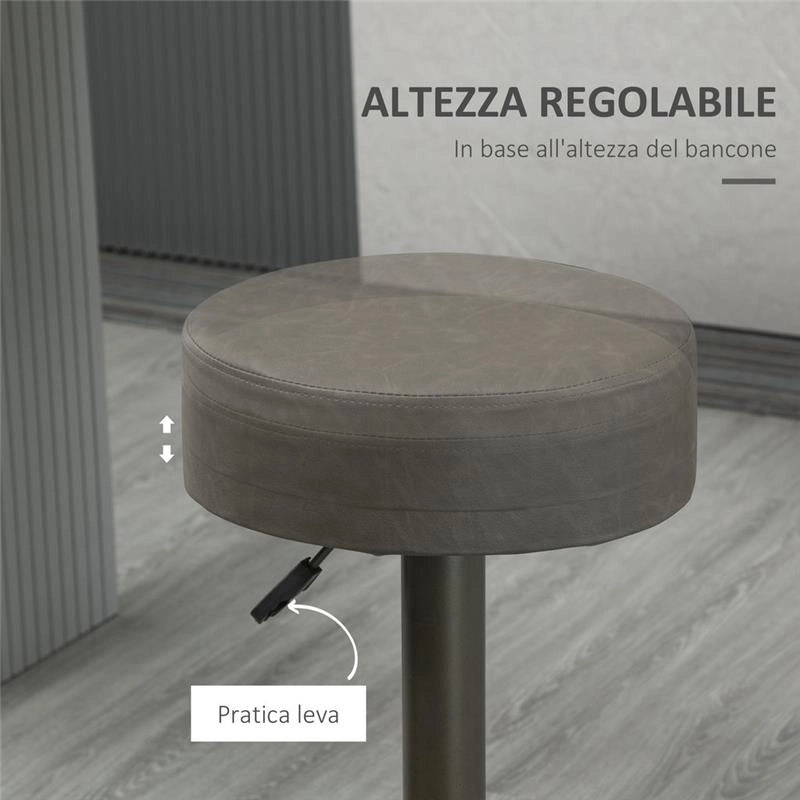 SET 2 SGABELLI GIREVOLI CON  ALTEZZA REGOLABILE 35X36X64-85CM GRIGIO
