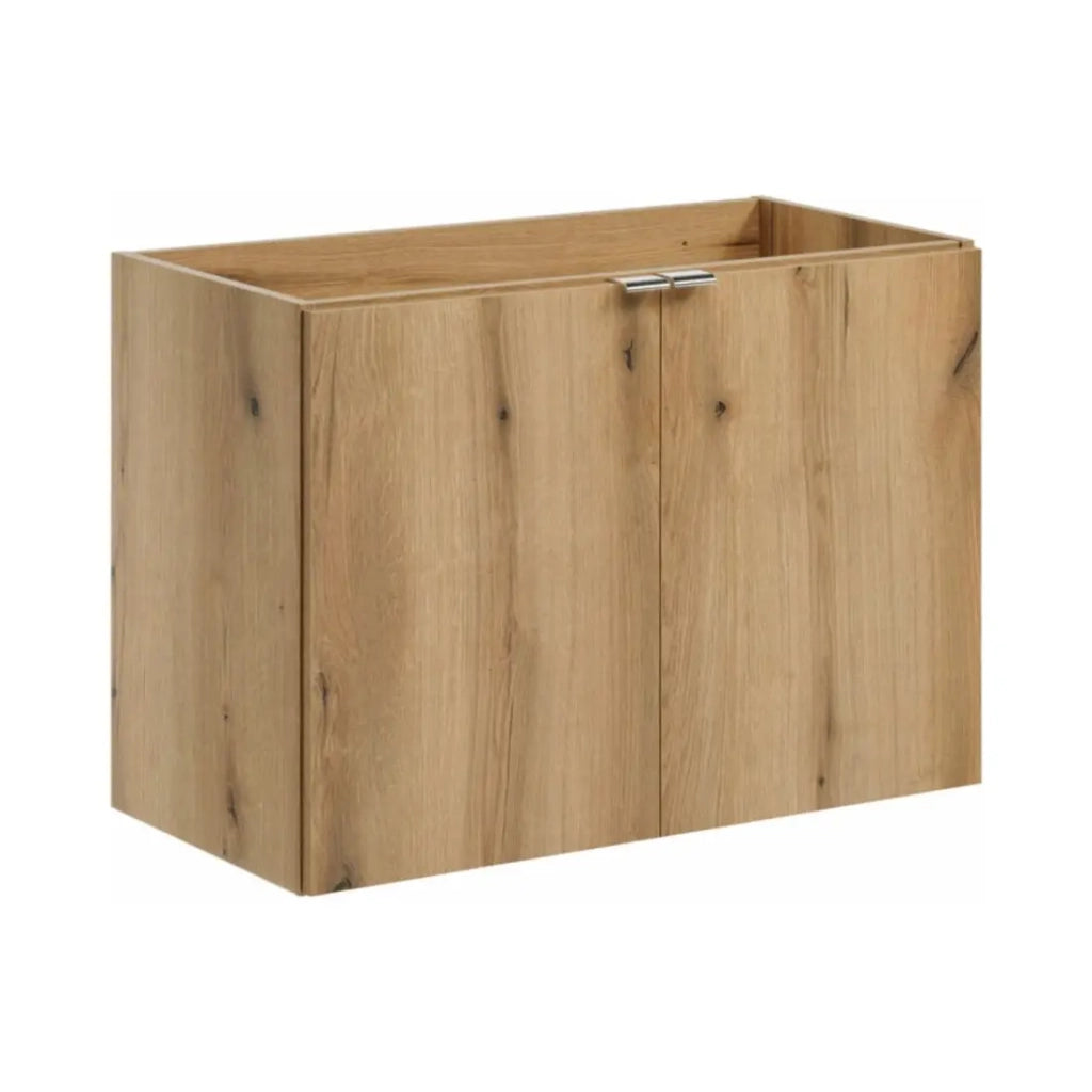 Set bagno sospeso VANO effetto quercia 80cm: mobile sottolavabo con armadietti + piano per lavabo